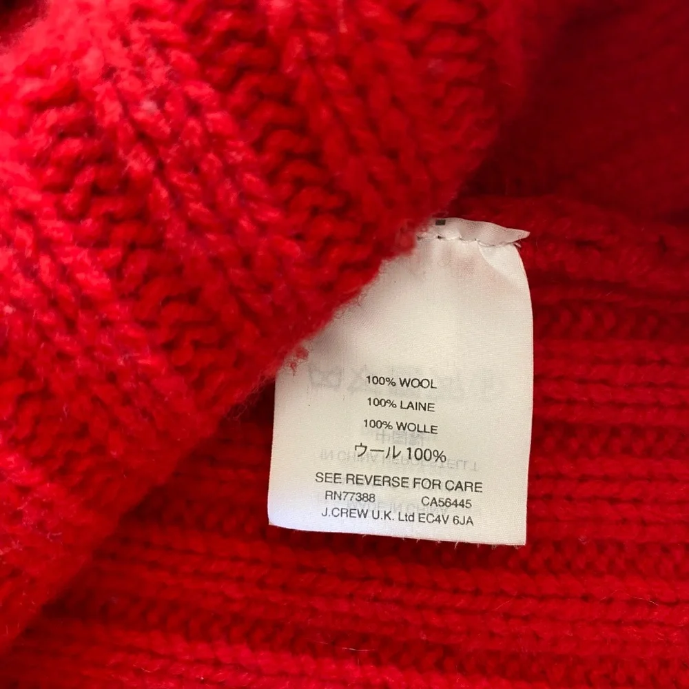 J Crew Wool Sweater Red Long Sleeve Knit Size Large - Picture 9 of 9
